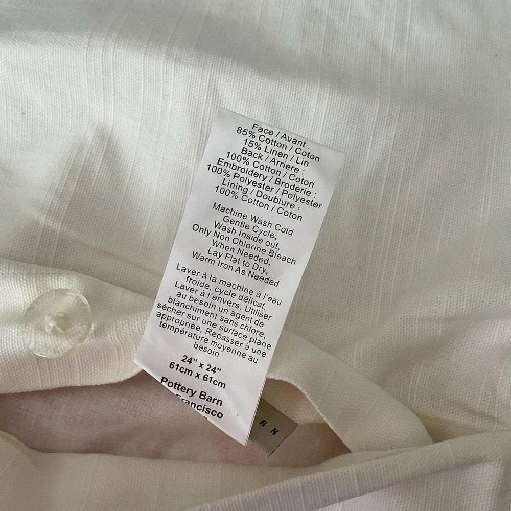 Pottery Barn Belle Embroidered Pillow Shams 24x24 Set of 2 Floral Colorful Linen